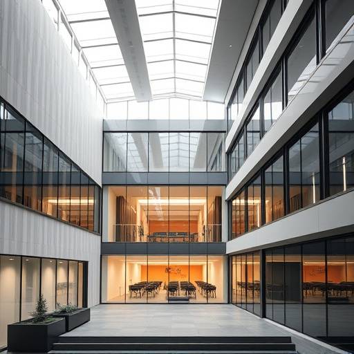 Das Akademiegebäude der Schauspielkunst Akademie Zürich mit moderner Architektur und grossen Fenstern.